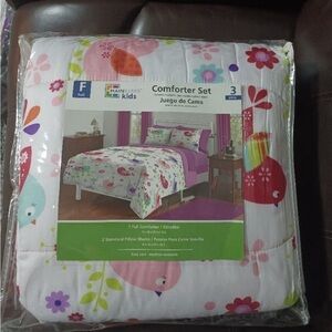 Mainstays Kids Bird Comforter Set - Pink and Red